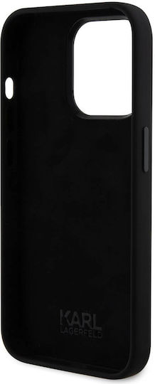 Karl Lagerfeld Liquid Umschlag Rückseite Silikon Schwarz (iPhone 15 Pro Max)