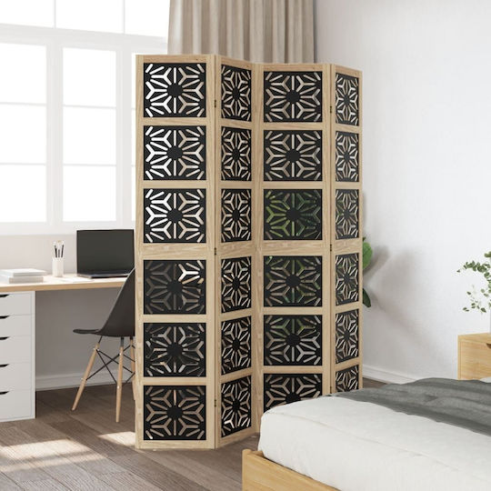 vidaXL Decorative Room Divider Wooden with 4 Panels 140x200cm