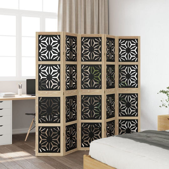 vidaXL Decorativ Paravan Lemn cu 5 Panouri 175x180cm