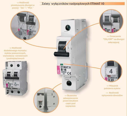 Etimat10 1p C20 10ka Overvoltage Switch Eti