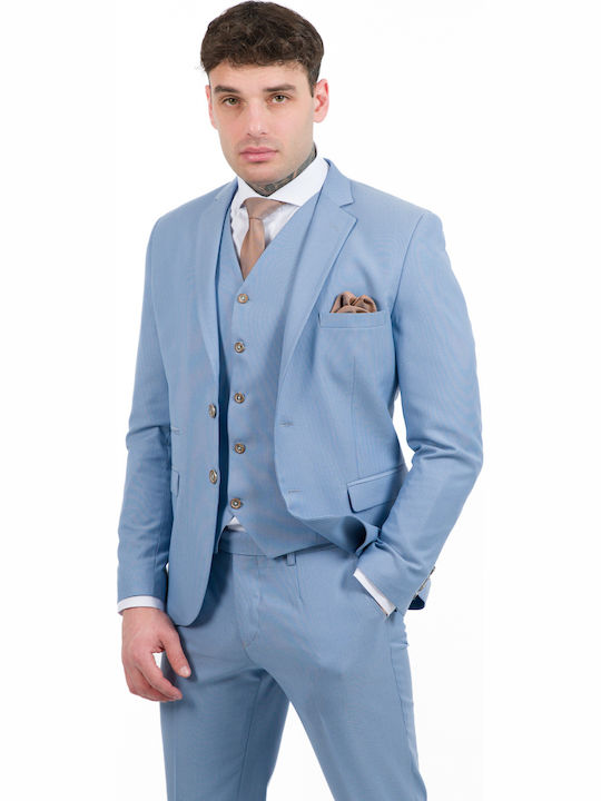 Men's Suit with Vest Sky Blue