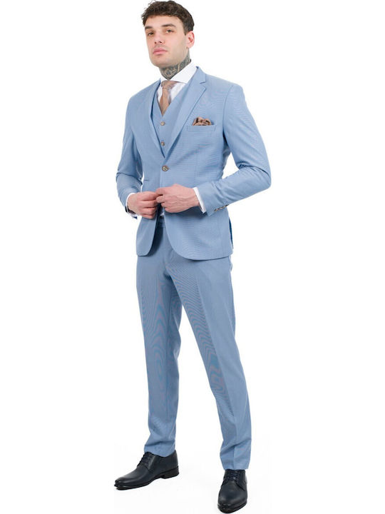 Men's Suit with Vest Sky Blue