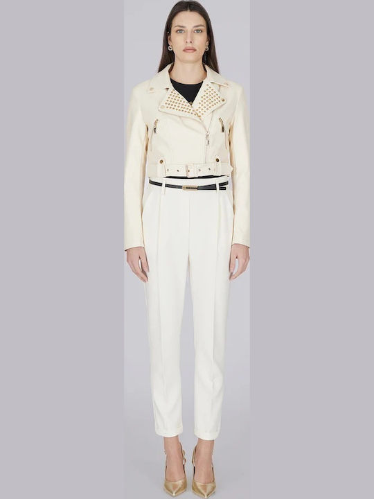Ab38356 Artigli Chiodo Ecopelle Borchie Women's Ivory Jacket