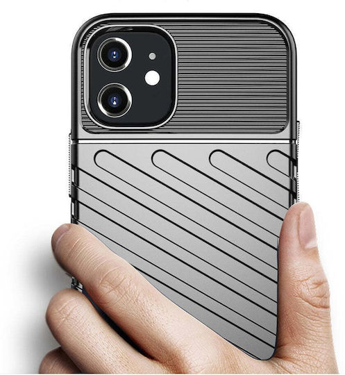 Powertech Umschlag Rückseite Kunststoff Schwarz (iPhone 12 mini)