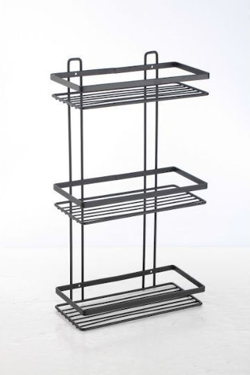 Estia Elegant Wall Mounted Bathroom Shelf Metallic with 3 Shelves 20.1x20.1x53.6cm Black
