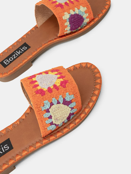 Flache Sandalen für Damen in Orange Farbe
