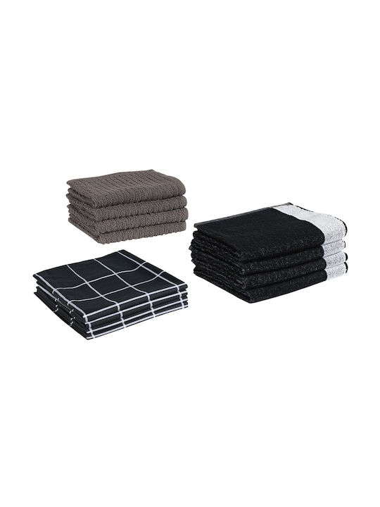 vidaXL Towel from 100% Cotton in Black Color 12pcs