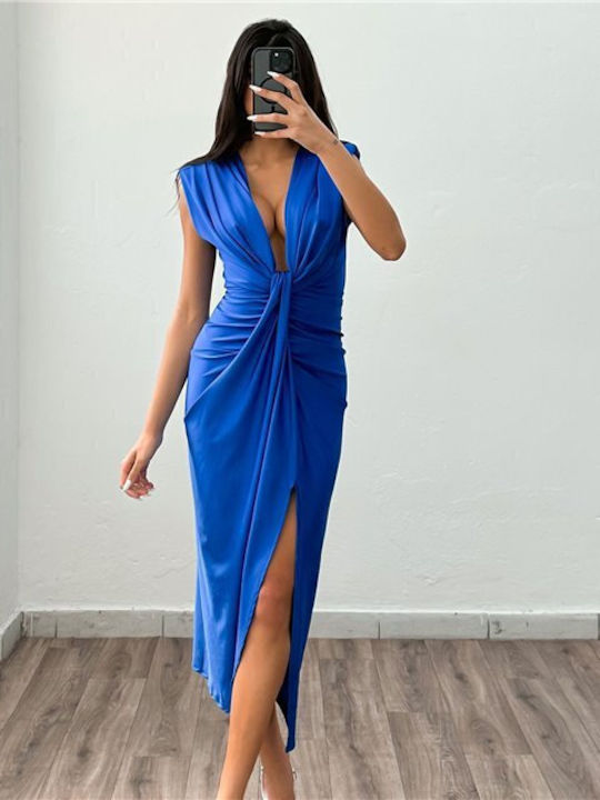 Sleeveless Dress Unique Design Barbara Blue