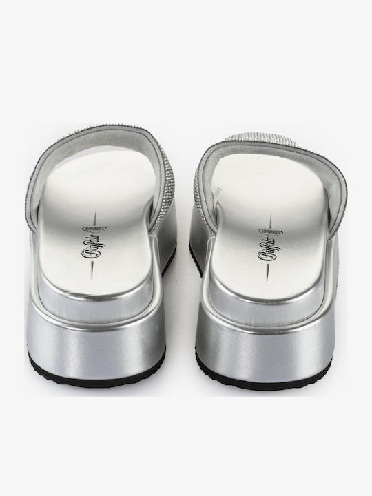 Women's Flat Sandals Flatforms in Silver Color
