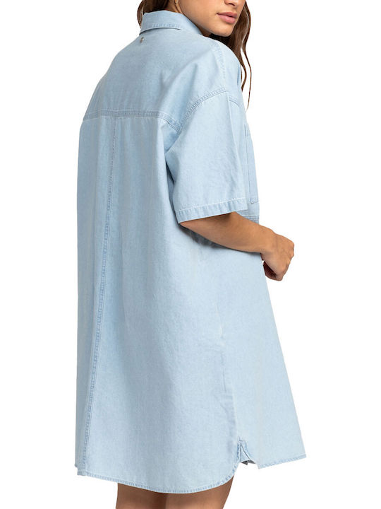 Roxy Night Sommer Hemdkleid Kleid Hellblau