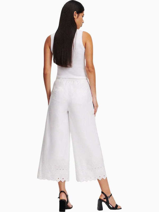Damen Stoff Capri Hose White