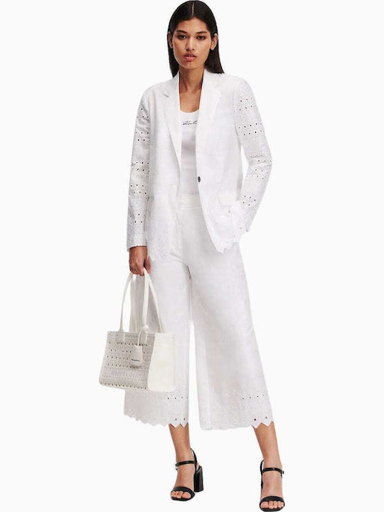 Damen Stoff Capri Hose White