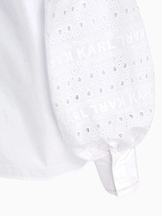 Langärmelig Damen Hemd White