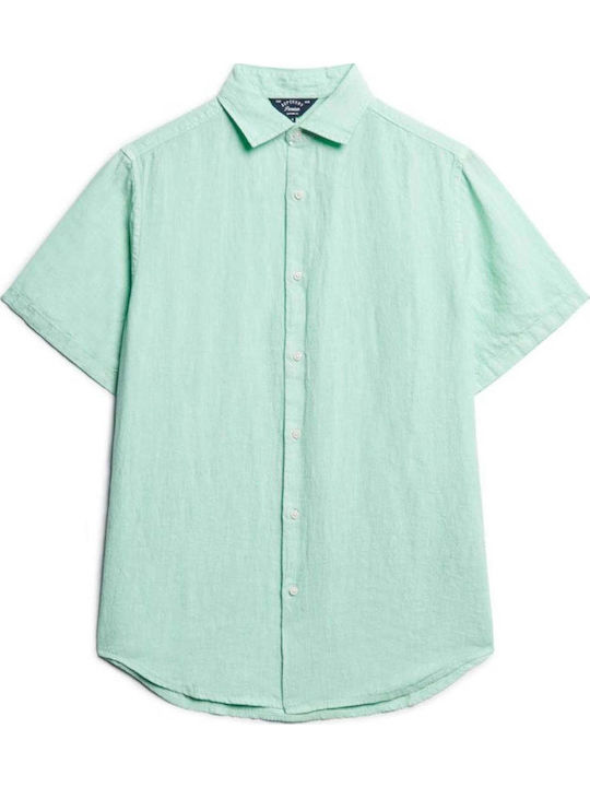 D3 Stud Studios Casual Short-sleeved Linen Shirt Green