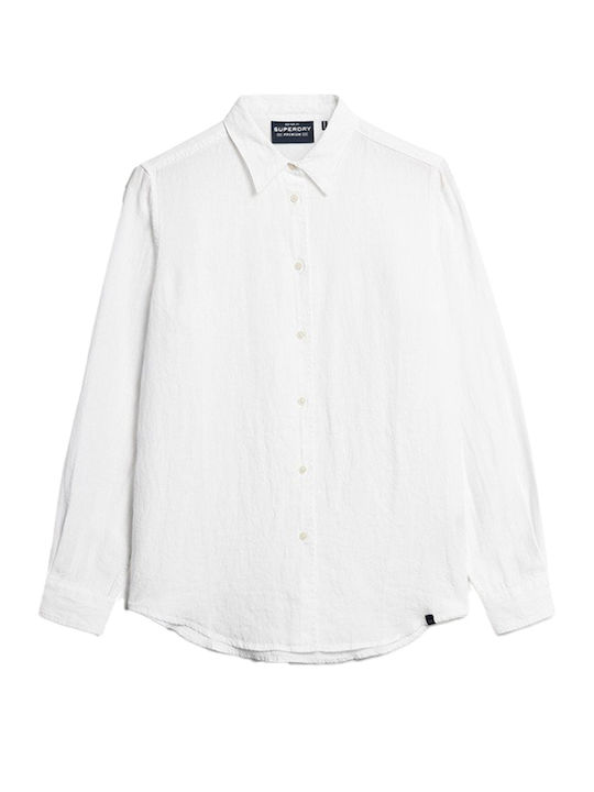 Casual Women's Linen Long Sleeve Shirt White