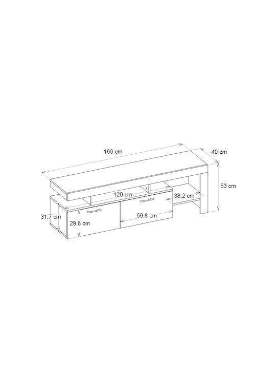 TV Stand Acnes Black L160xW40xH53cm