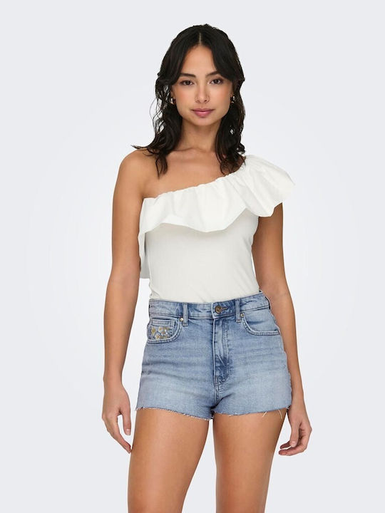 Only Women's Blouse Cotton with One Shoulder White