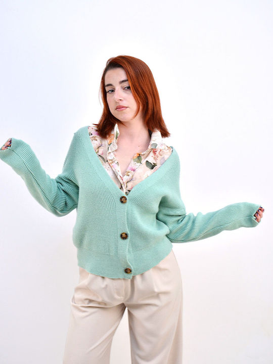 Women's Knitted Cardigan with Buttons Mint