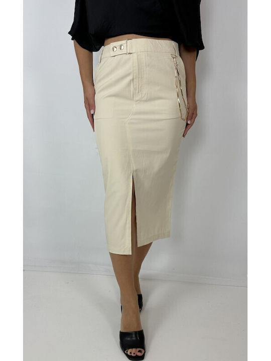 Lynne Midi Skirt in Ecru color