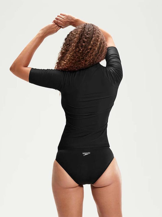 Speedo Tricou De Protecție Solară Pentru Femei Mâneci Scurte Protecție Solară UPF 40+ Negru