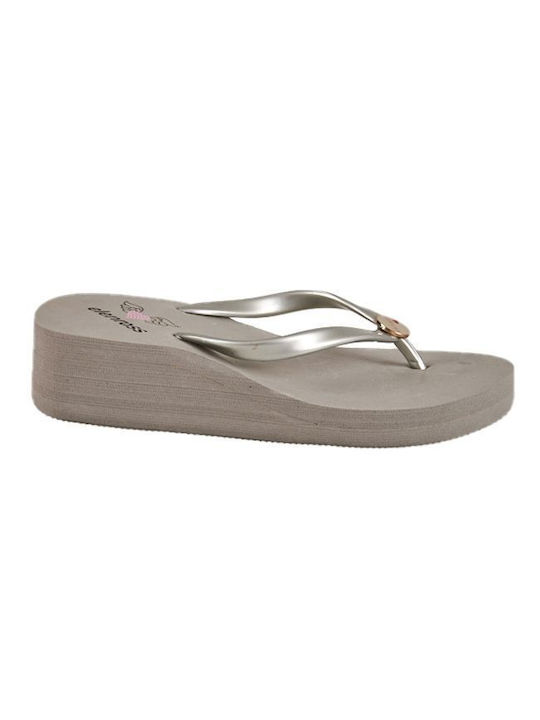 Mitsuko Women's Platform Flip Flops Gray