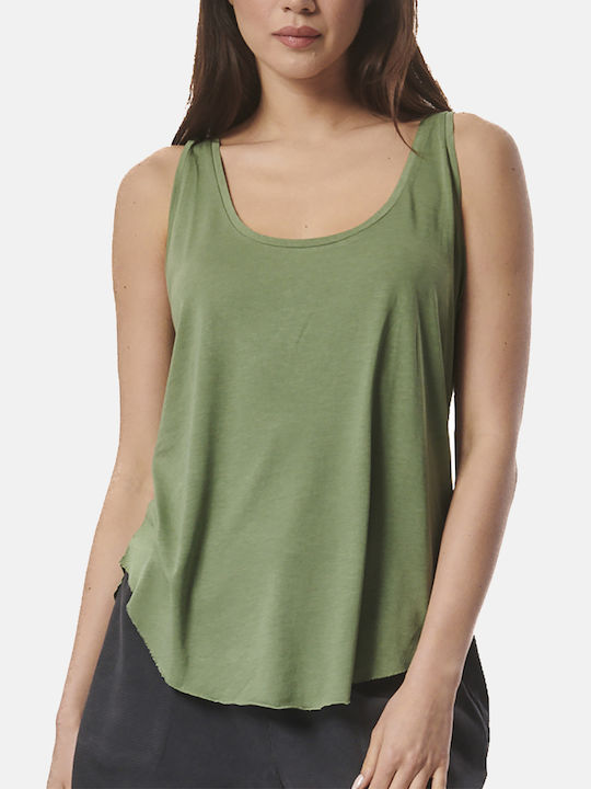 Body Action Women's Blouse Cotton Sleeveless Green