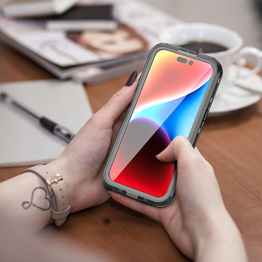 Shellbox 360 Full Cover Silicon / Plastic Impermeabil Negru (iPhone 15 Pro Max)