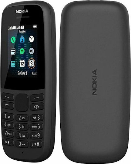 Nokia 105 (2019) Dual SIM Κινητό με Κουμπιά (Ελληνικό Μενού) Μαύρο