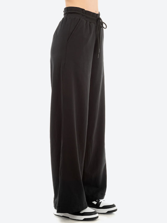 Benation Terry Wide Leg Hose Damen Sweatpants Schwarz