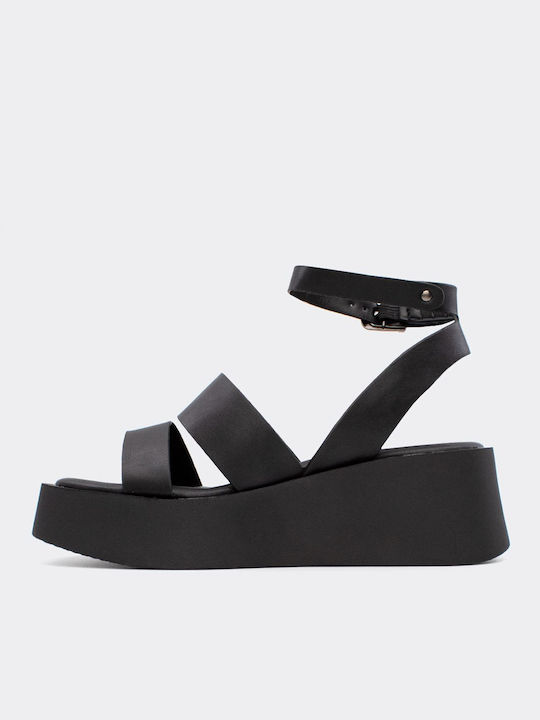 Exe Women's Ankle Strap Platforms Black