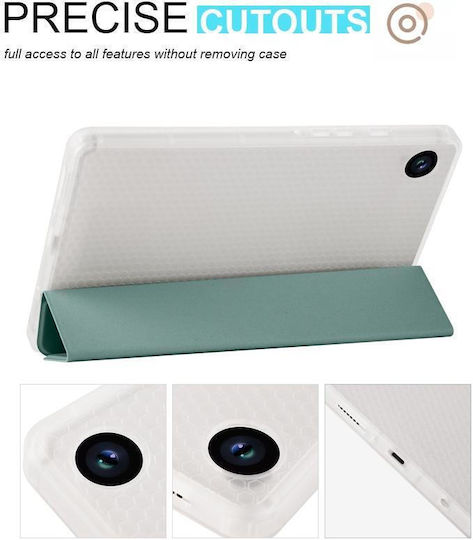 Husă pentru tabletă Samsung Galaxy Tab A9 X110 din piele TPU transparentă cu model de fagure de miere, pliabilă în 3, cu suport pentru stilou, verde închis