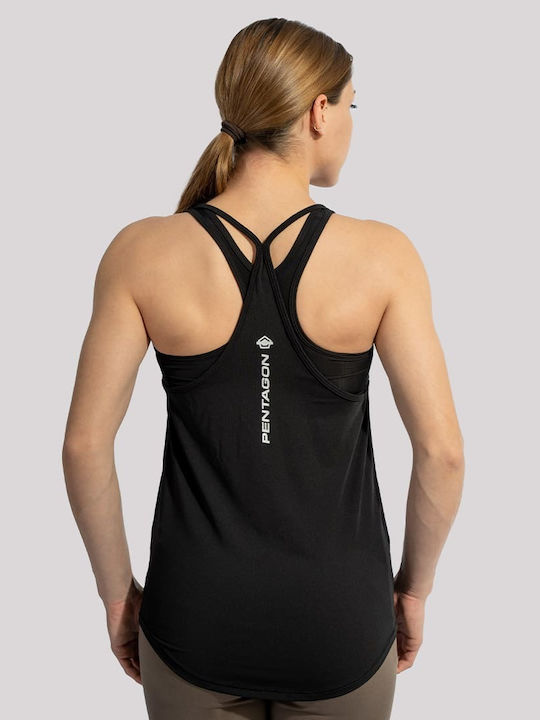 Pentagon Women's Sport Blouse Sleeveless Fast Drying with Sheer Black