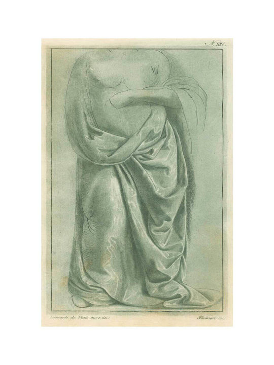 Study A Semi-nude Standing Figure Drapery Leonardo Gemälde auf Leinwand 40x50cm