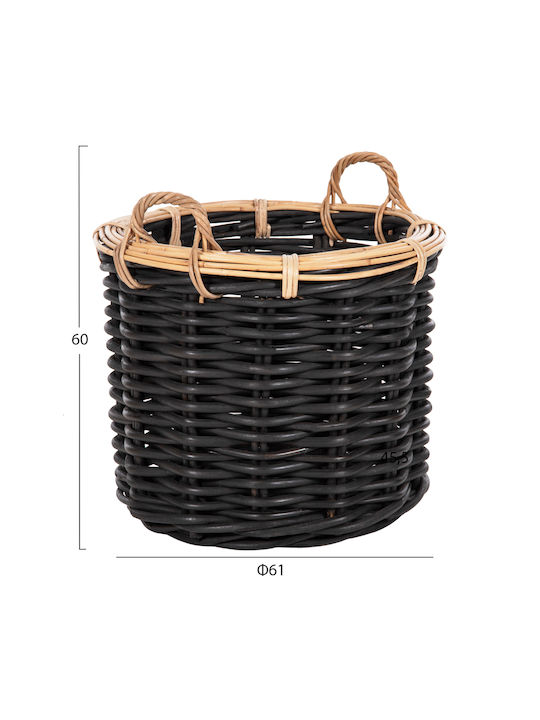 HomeMarkt Σετ Διακοσμητικά Καλάθια Rattan με Χερούλια Μαύρο 61x61εκ. 2τμχ