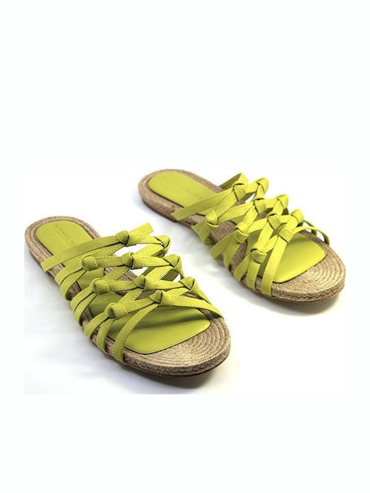 Leder Flache Sandalen für Damen Gelbe
