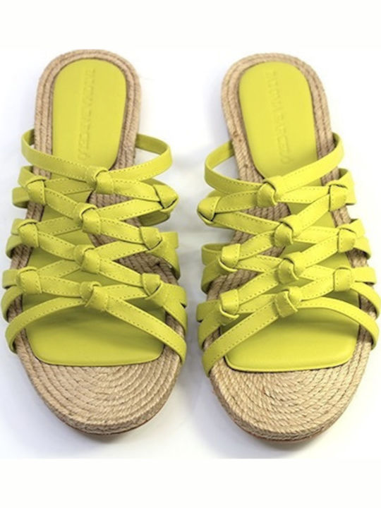 Leder Flache Sandalen für Damen Gelbe