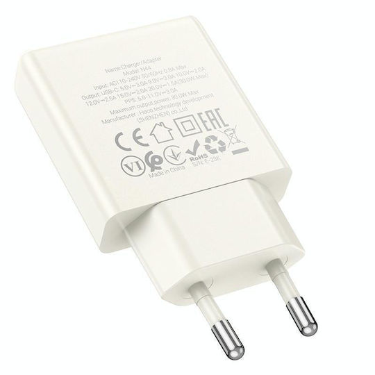 Hoco Φορτιστής Χωρίς Καλώδιο GaN με Θύρα USB-C 30W Power Delivery Λευκός (N44)
