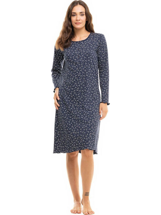 Cherry Winter Damen Nachthemd Baby Blue