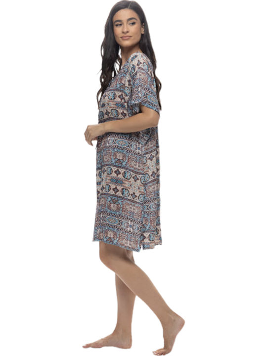 Damen Sommerkleid Galaxy Beige-Blau 662-24