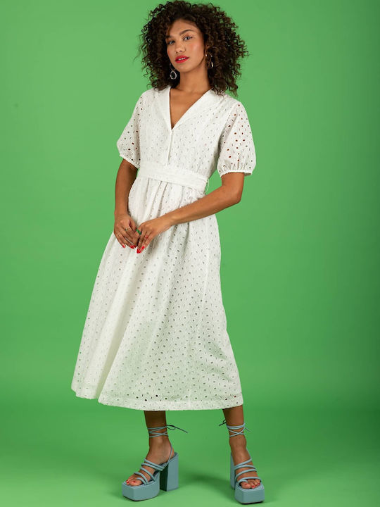Summer Midi Shirt Dress White