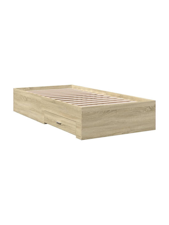 Betten Einzel Holz Beige mit Lattenrost für Matratze 75x190cm