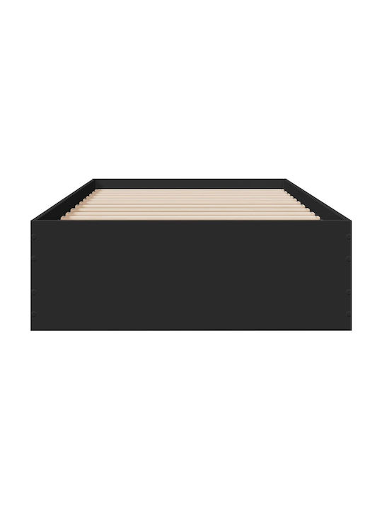 Suport Pat Single Din Lemn Negru Cu Plăci Pentru Saltea 75x190cm