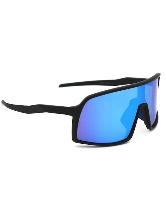 V-store Sunglasses with Black Plastic Frame and Multicolour Polarized Mirror Lens POL8230PBLUE