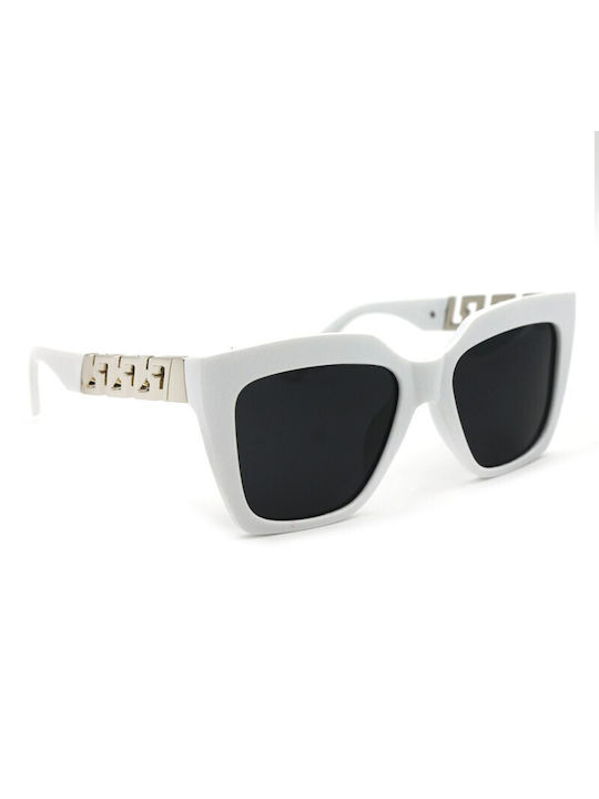 V-store Women's Sunglasses with White Plastic Frame and Black Polarized Lens POL6176WHITE