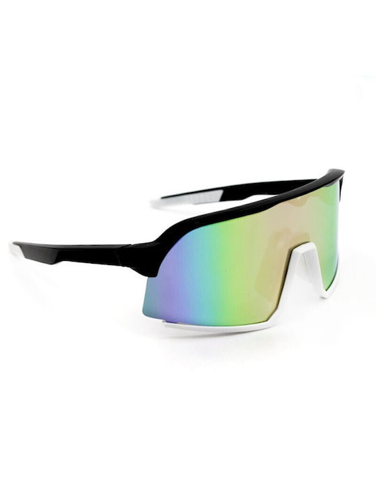 V-store Sunglasses with Black Plastic Frame and Multicolour Polarized Mirror Lens POL1149GREEN