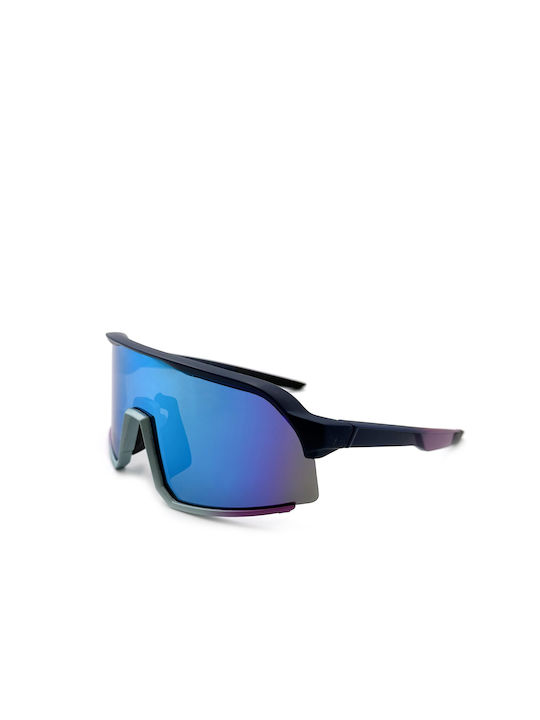 V-store Sunglasses with Gray Plastic Frame and Blue Polarized Mirror Lens POL1149BLUE