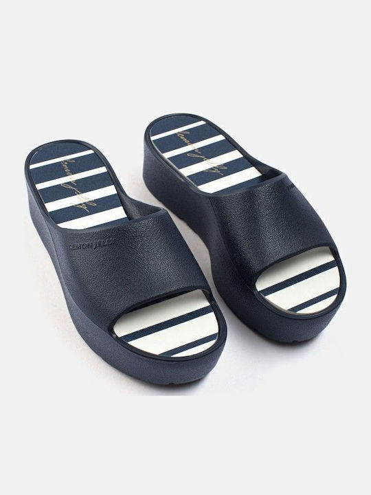 Solis 01 Slides με Πλατφόρμα σε Navy Μπλε Χρώμα