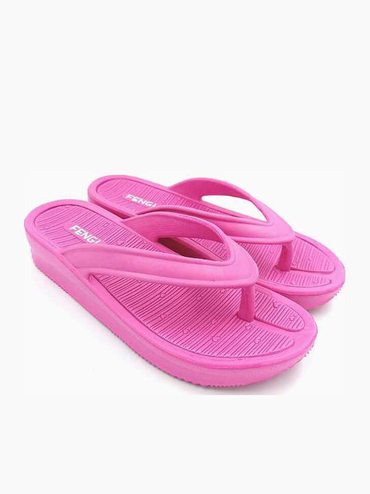 Fengi Șlapi Damă De Vară Cu Toc Fuchsia Sd381