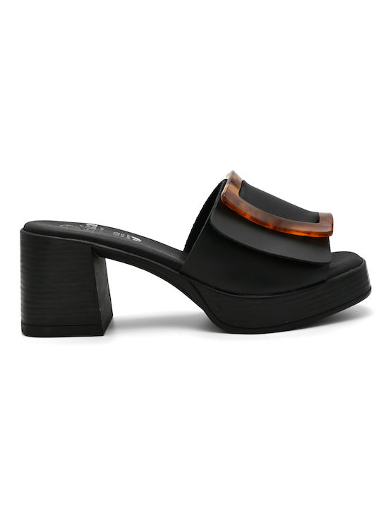 Fresia Heel Mules Black