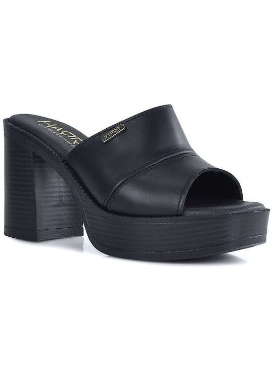 Harris Brushes Heel Leather Mules Black